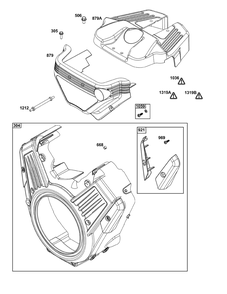 Blower Housing Group Diagram and Parts List for 61E177-0134-J1 400000 - 699999 Briggs and Stratton Engine